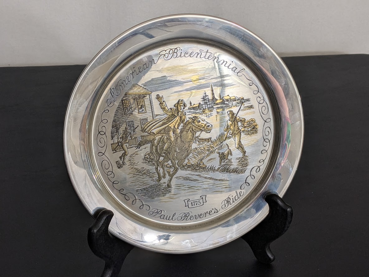 The Danbury Mint Solid Sterling Silver “Paul Revere’s Ride 1775” 8″d., 8.1 oz