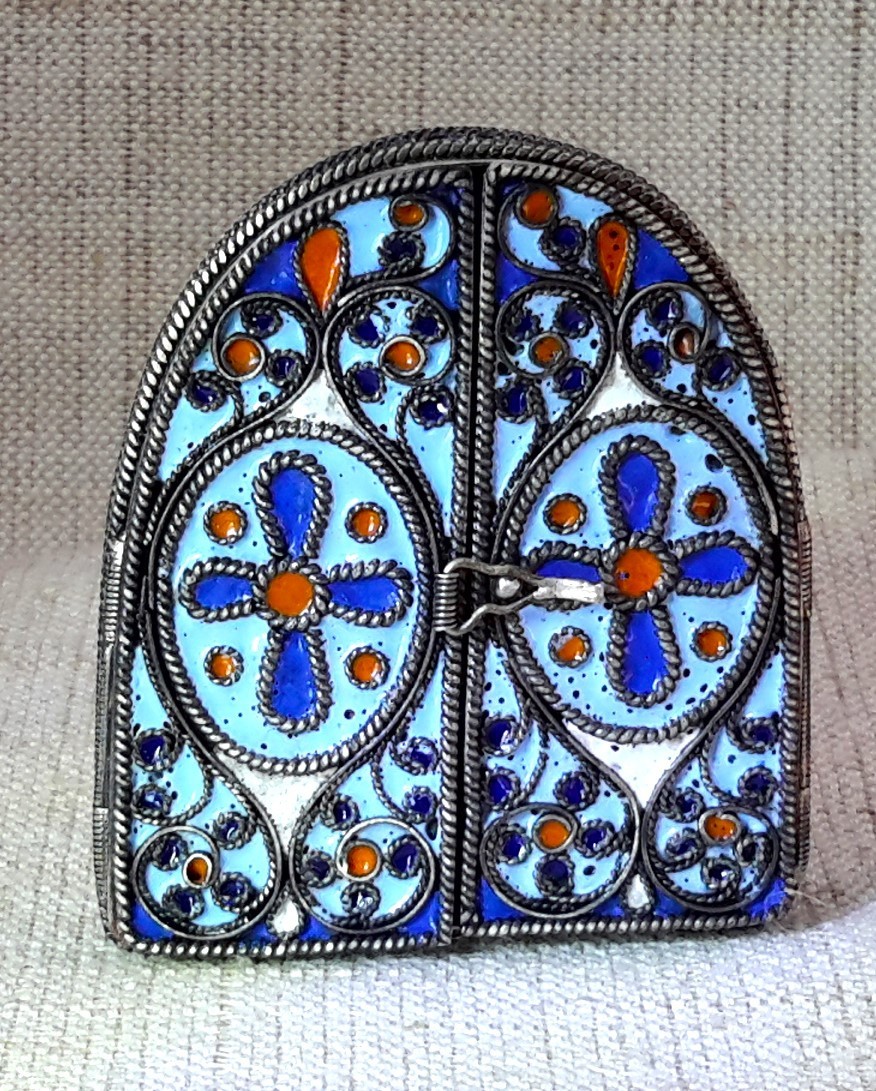 Russia orthodox three folded travel icon The Vernicle.In metal frame with enamel