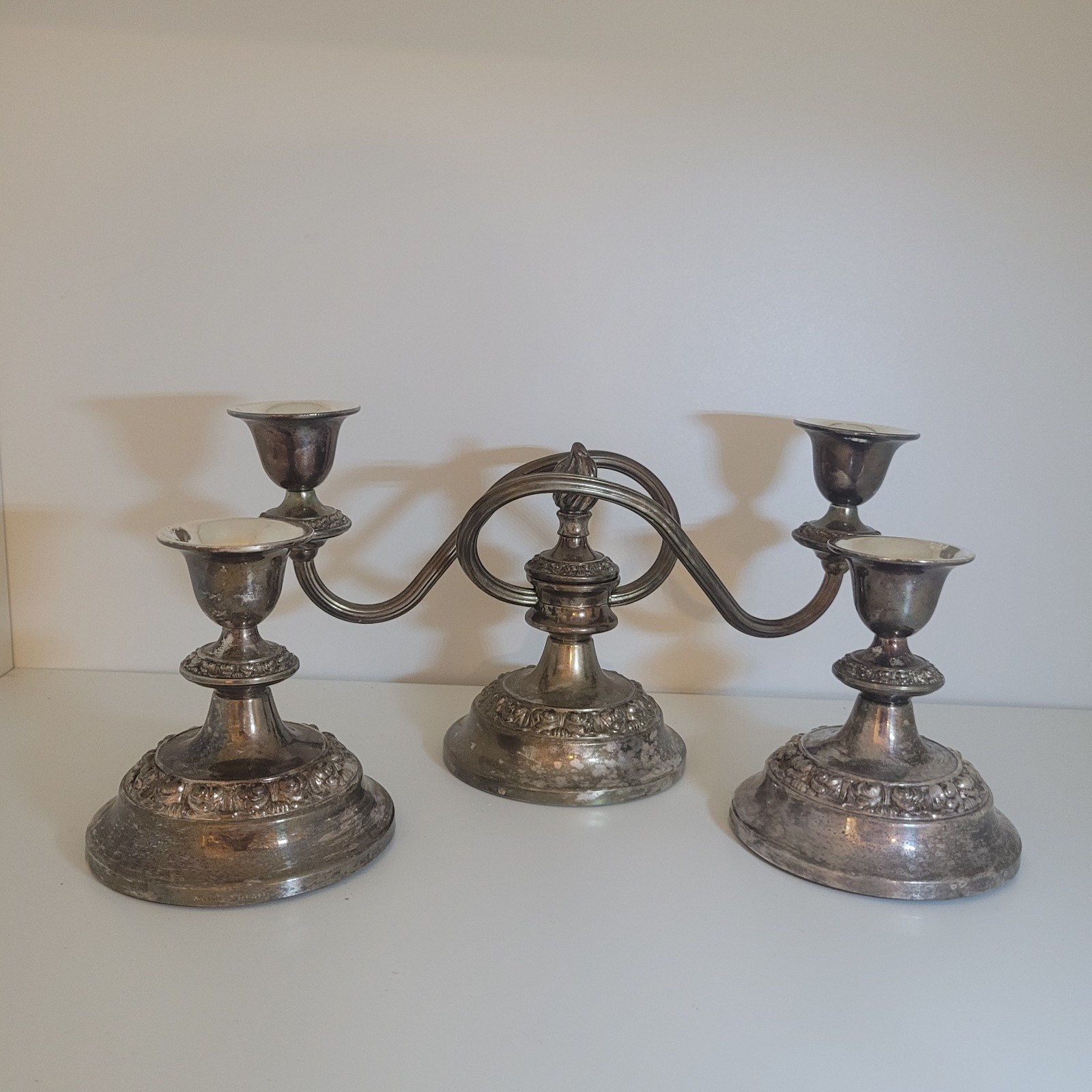 Lanthe England Silver Plate Candelabra Candlestick Candle Holder 3 Pc