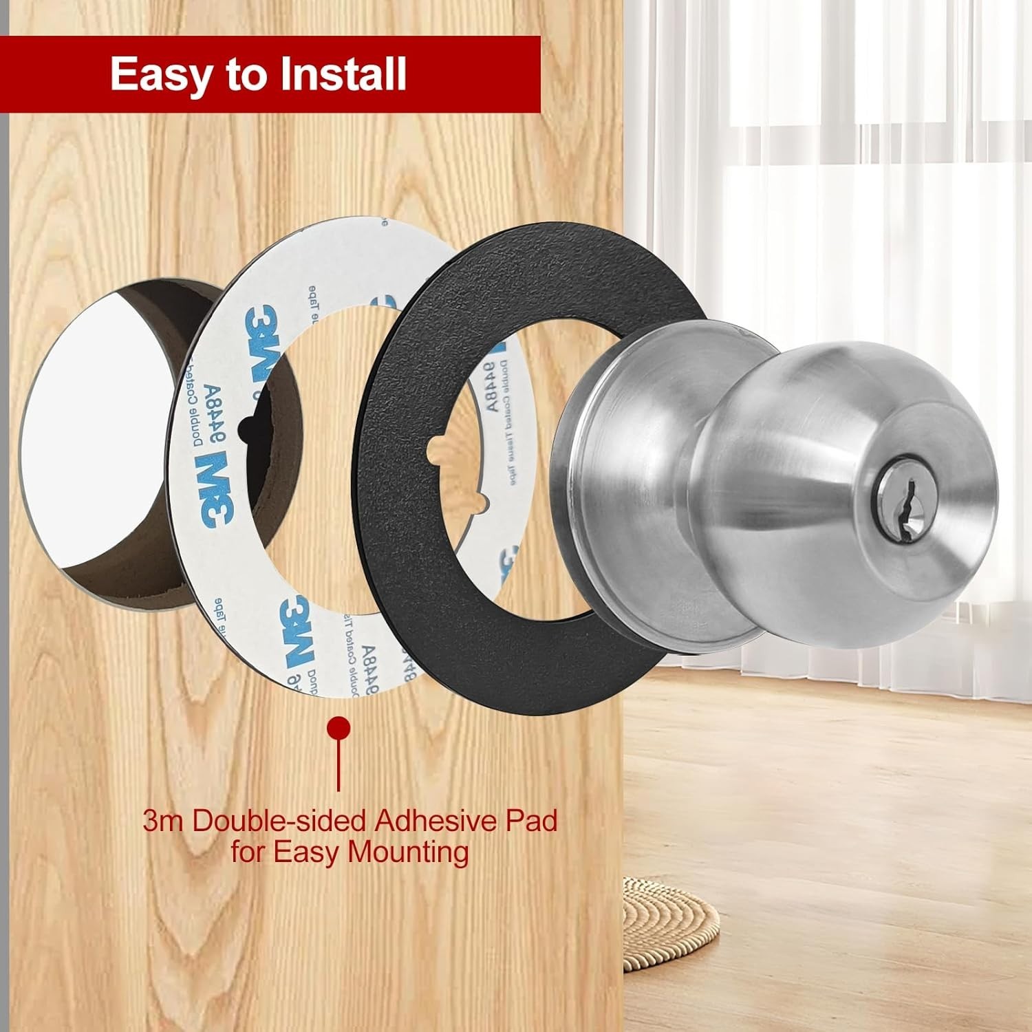 Door Knob Plates Round Version, Matte Black, Thick, Door Reinforcement Plate,…