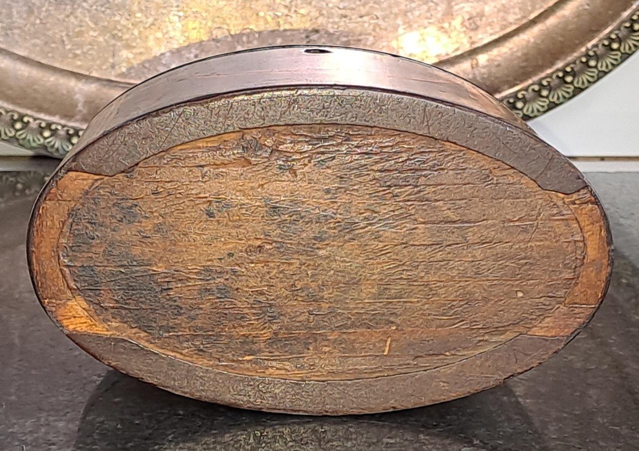Rare 18th C Sheraton Oval Inlaid Mahogany Tea Caddy C 1780+