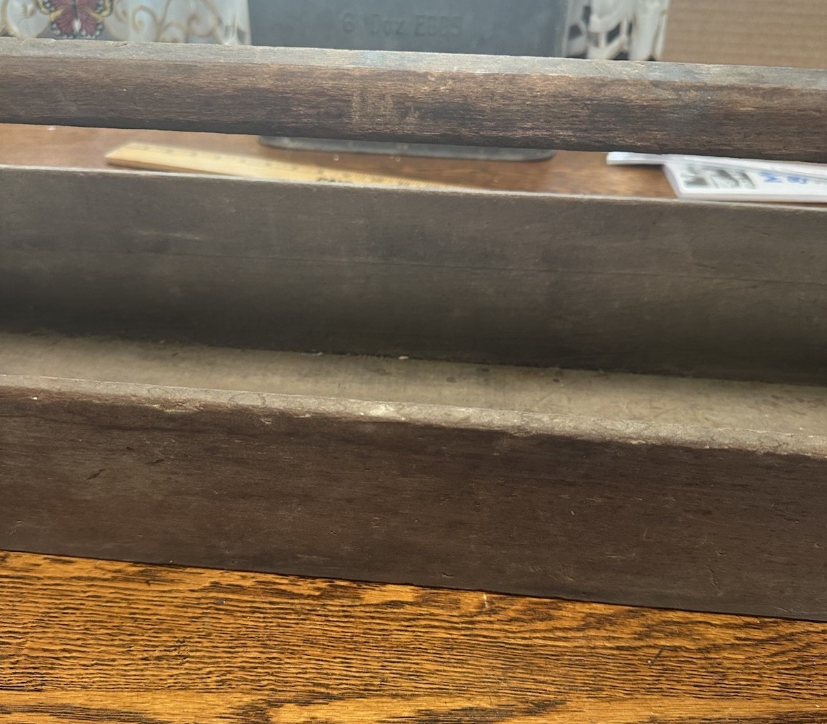 Vintage Primitive Large Wood Tool Caddy 32 1/2” Long See Pictures For Condition