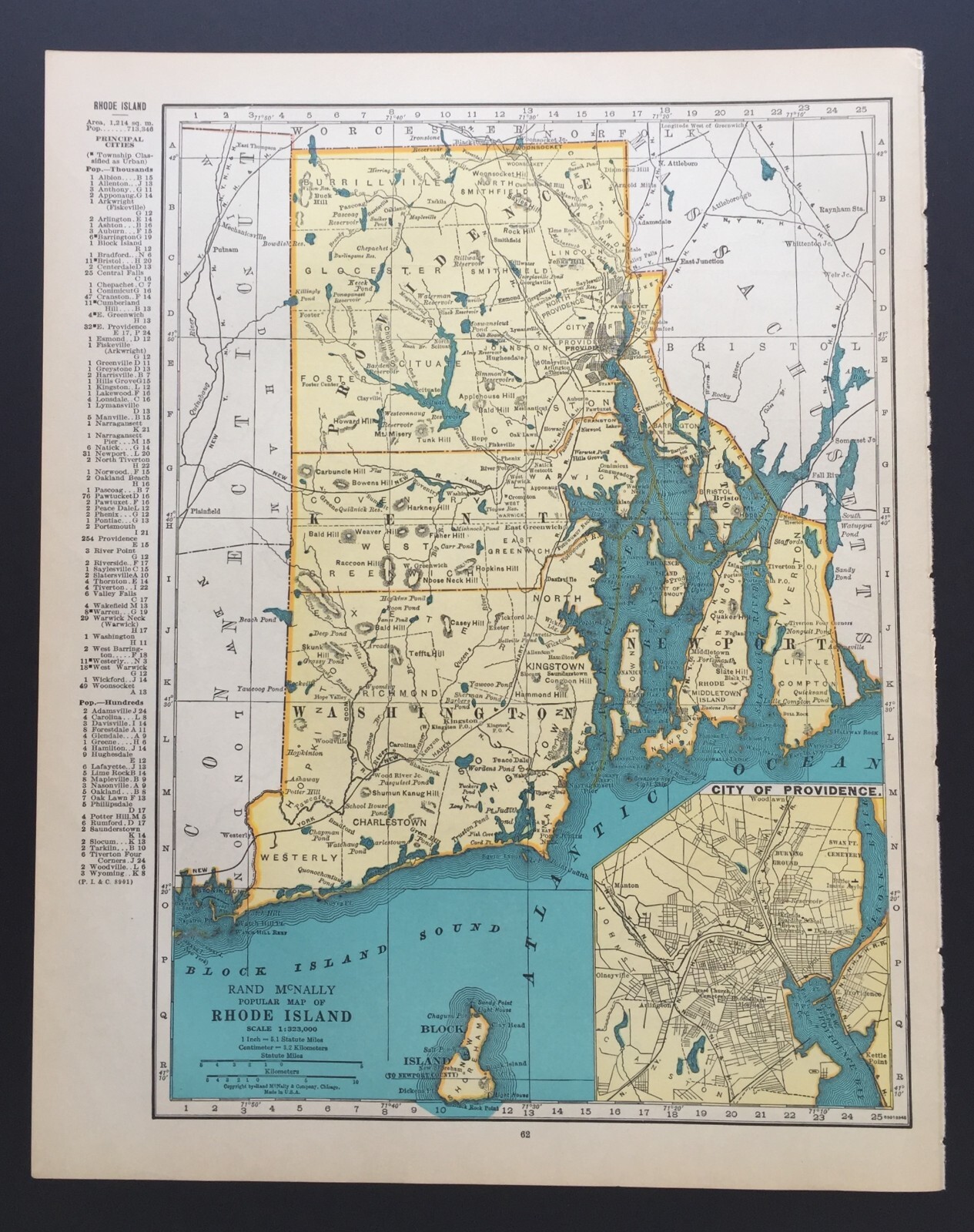 Map Pennsylvania, Oregon and Rhode Island 1944