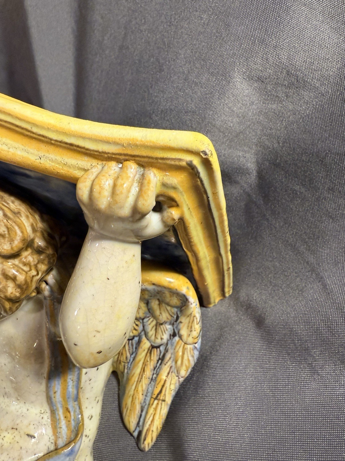 Antique Faience Earthenware Cherub Bracket early ceramics