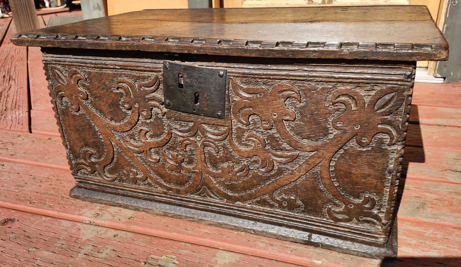 Antique Early 17th Century Charles II Oak Bible Box