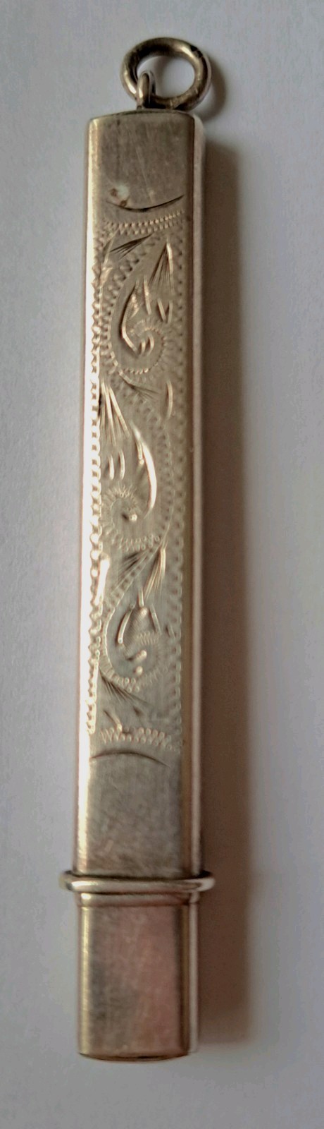 Antique Sterling Silver, Chatelaine Pencil Holder with Engraving.6.53gms