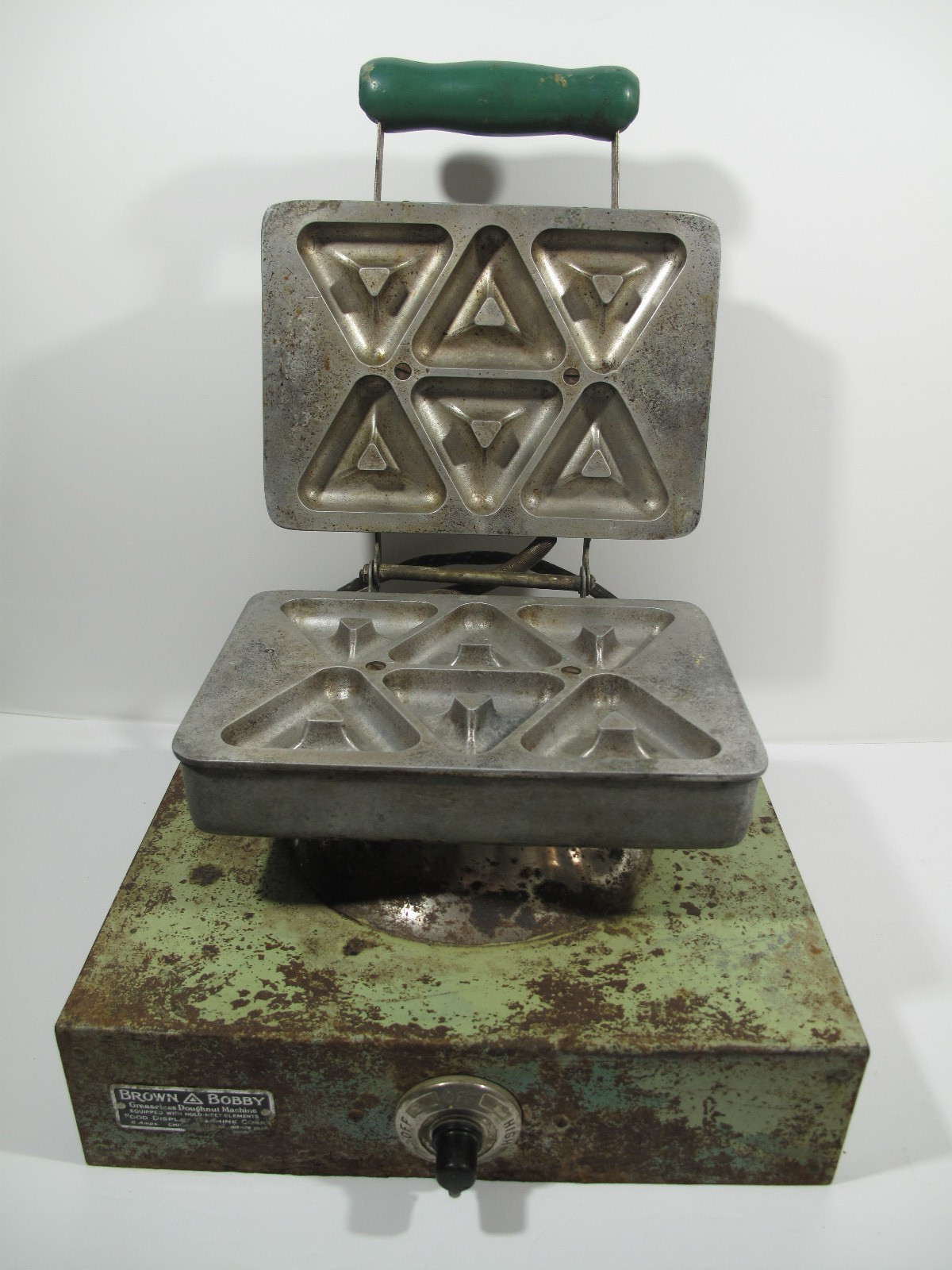 VTG-ANT Brown Bobby Greaseless Doughnut Machine 1920s-TESTED- Triangle Doughnuts