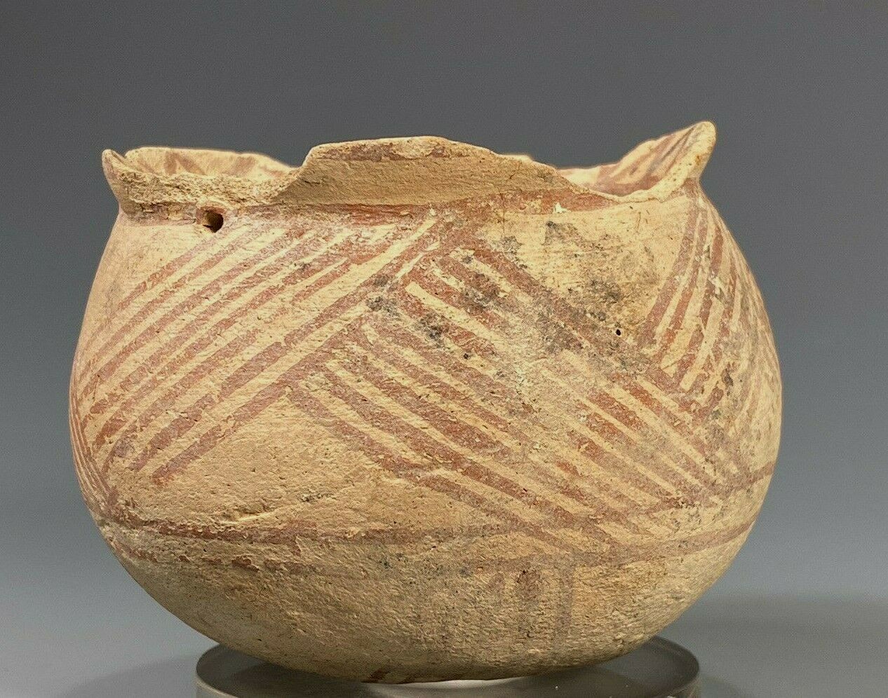 Cypriot middle Bronze Age Mauve on cream painted ware Flared Rim Bowl ca 1900 BC