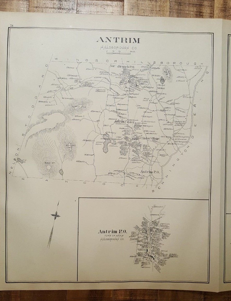Antique, MAP PART 4 OF THE CITY OF MANCHESTER, N.HAMPSHIRE – 1892 ATLAS