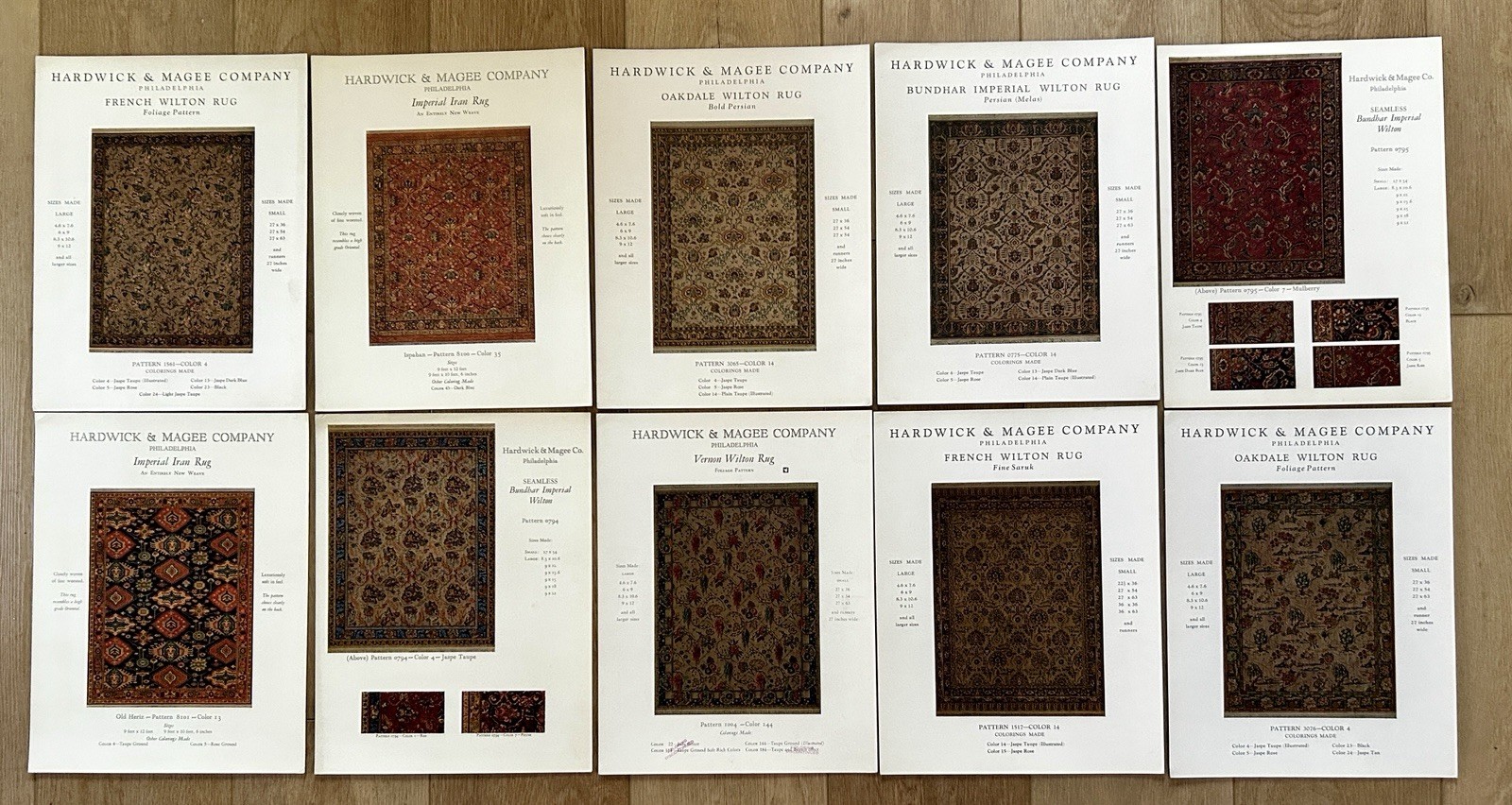 VTG 1928 Hardwick & Magee Wilton Rug Original Catalog Plates 10×13 Philadelphia