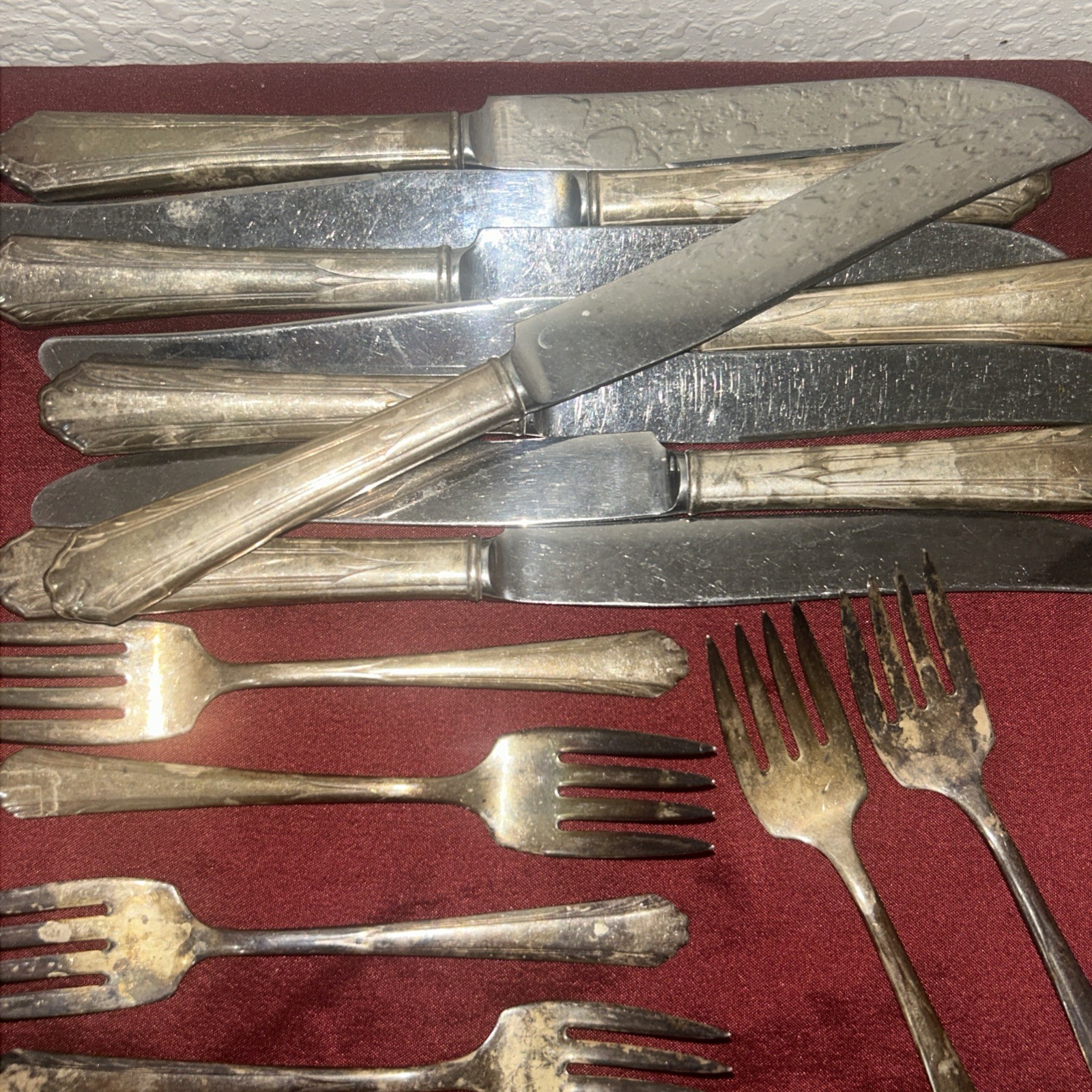 National Silver Co Flatware Set 36 PcFork Spoon Knife Unique Pattern 1930s VTG