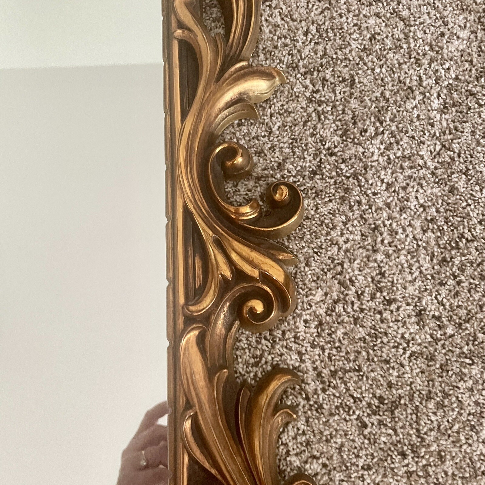 Vintage Turner Gold Scroll Leaf Rectangular Mirror Hollywood Regency MCM