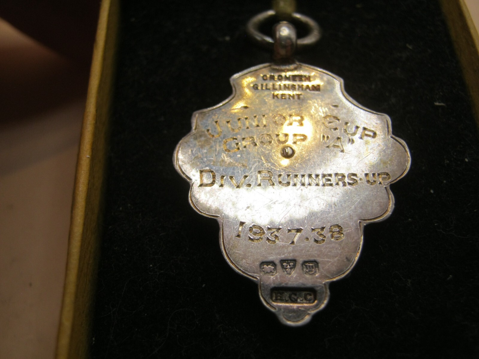 Antique Sterling Silver & Enamel Pocket Watch Fob In Case Kent County Football