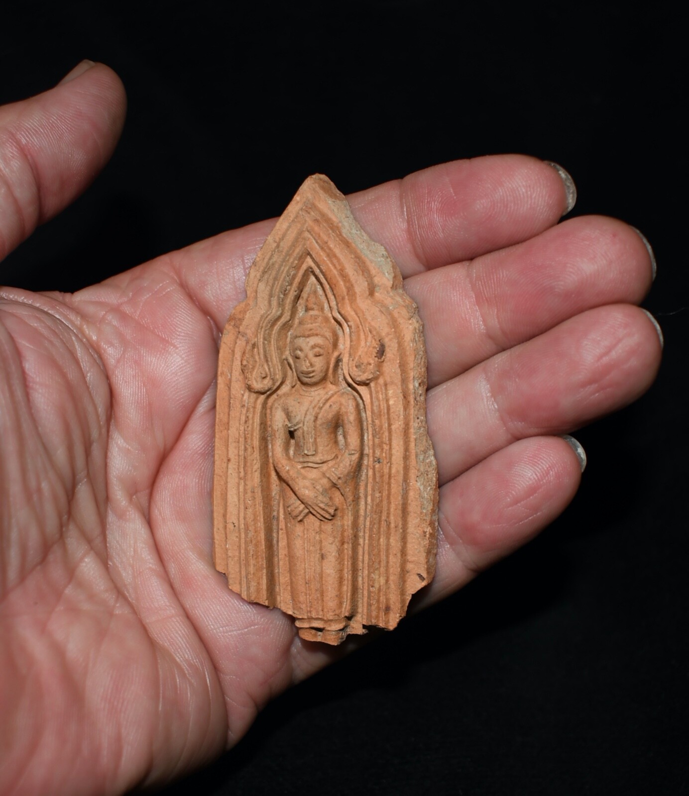 Three Antique Unmounted Ceramic / Terracotta Buddhist Votives from Thailand