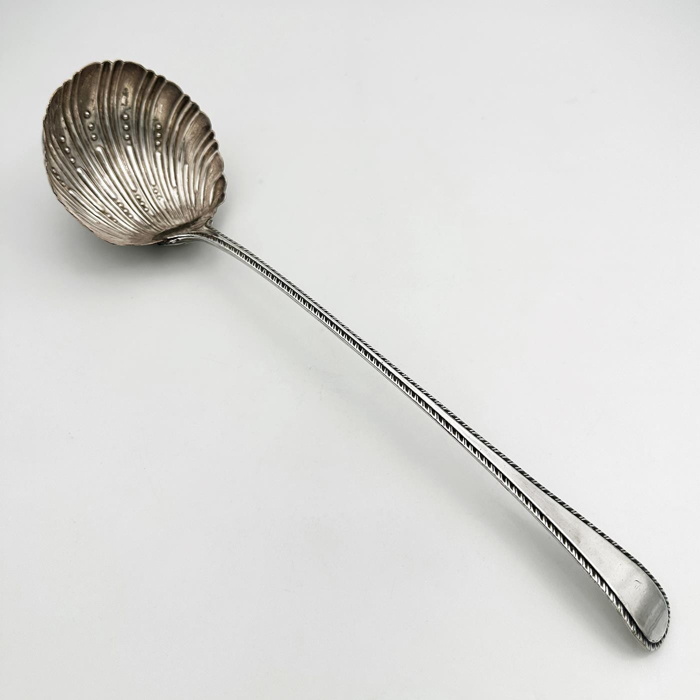 GEORGE III SHELL SOUP LADLE OLD SHEFFIELD PLATE c1770