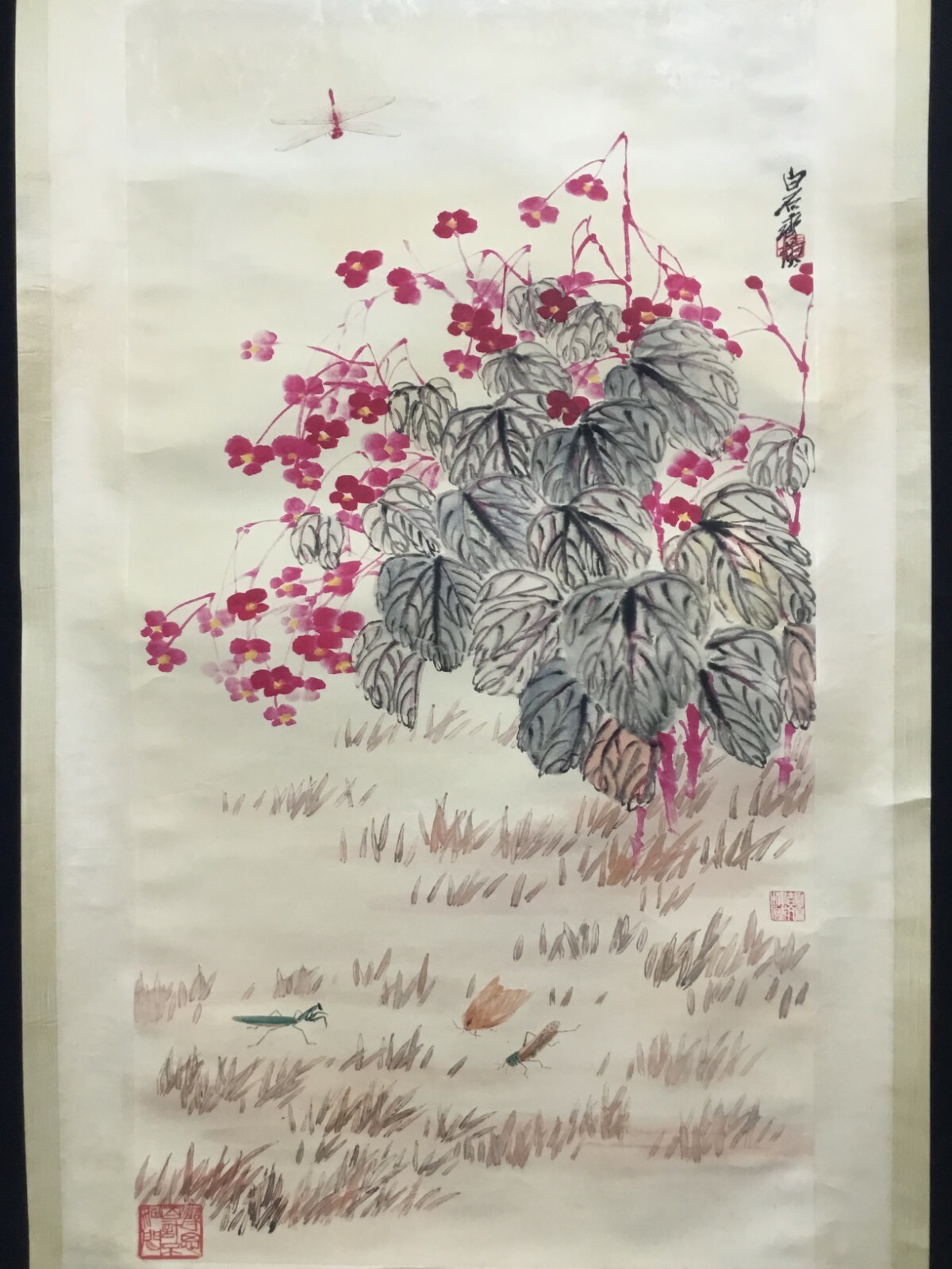 Chinese Beautiful Painting Scroll about Insects By Qi Baishi 齐白石 昆虫