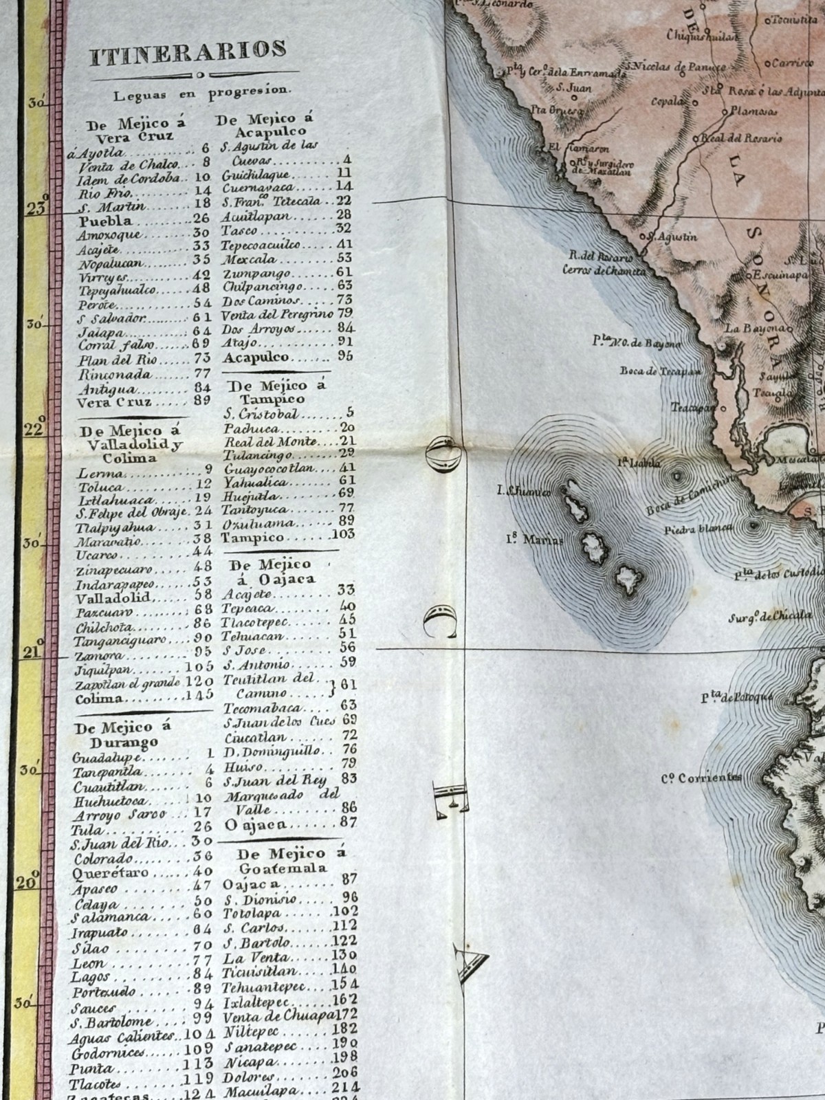 RARE – 1831 Folding Pocket Map- Mexico – New Spain- Mariano Torrente- Revolution