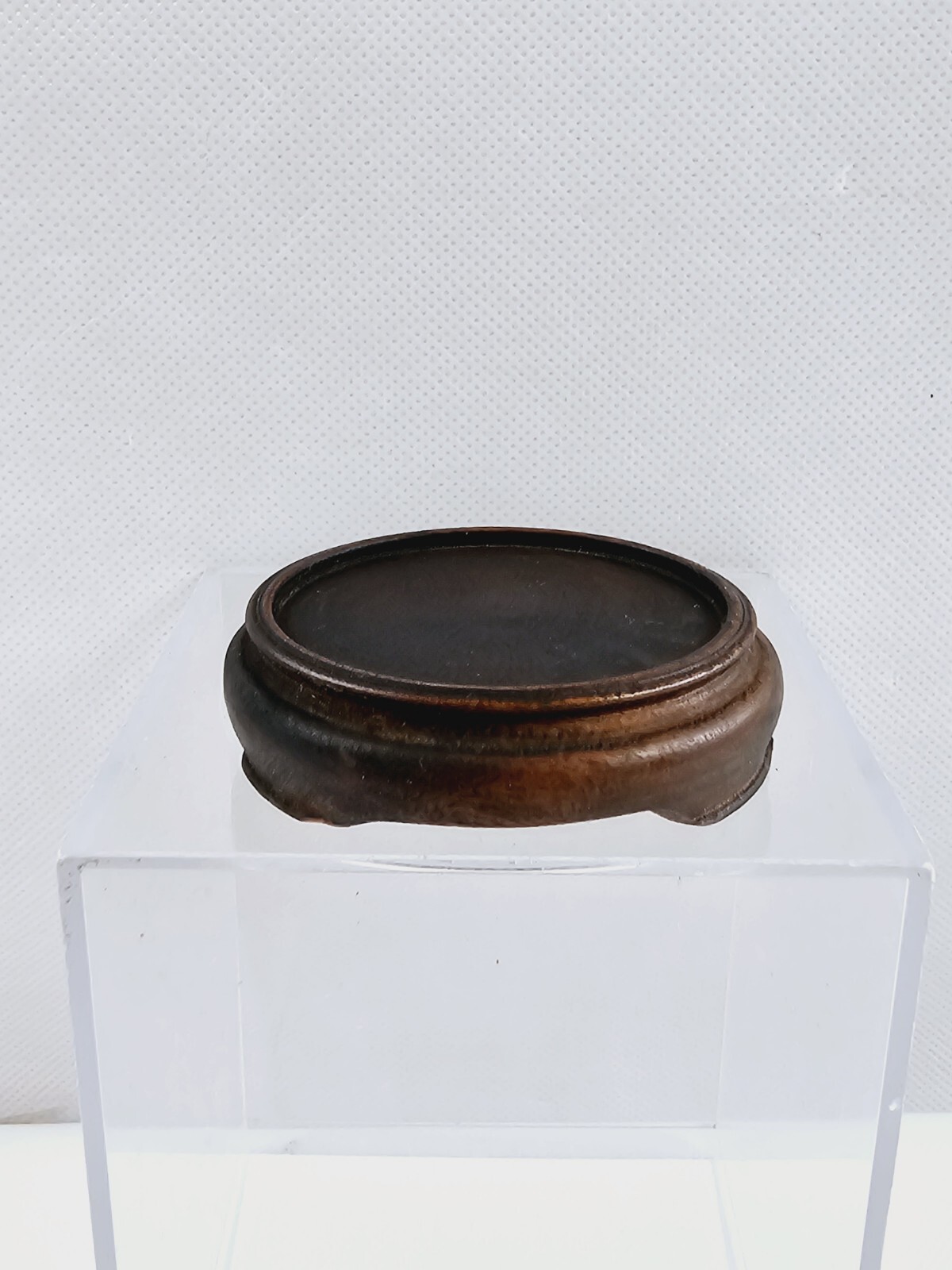 1 7/8″ Round Asian Oriental Brown Wood Plant Jar Vase Stand Display Base