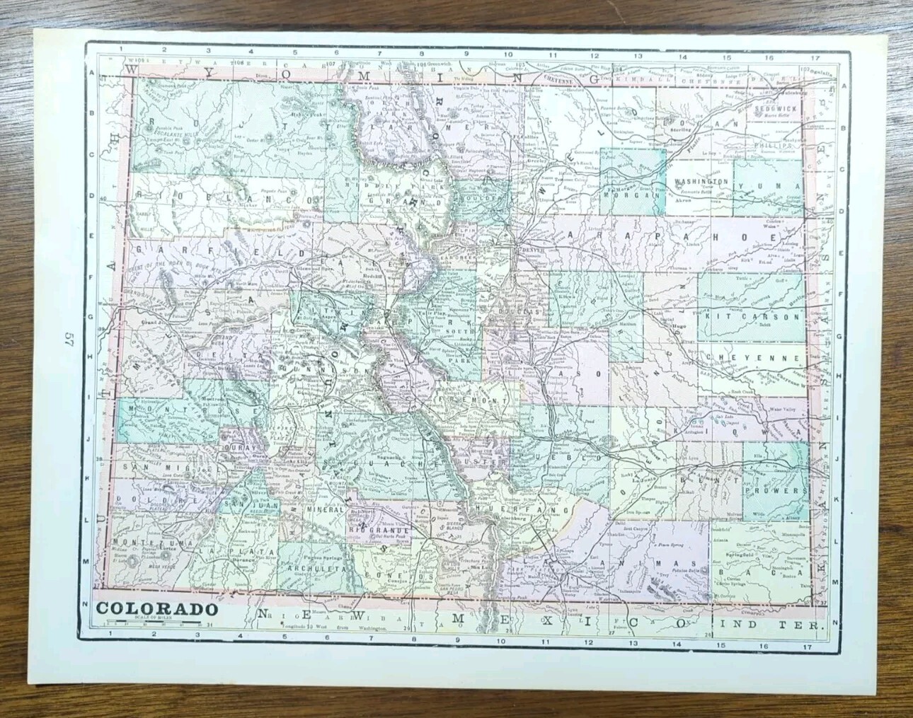Vintage 1897 COLORADO Map 11″x14″ Old Antique Original BOULDER DENVER GOLDEN