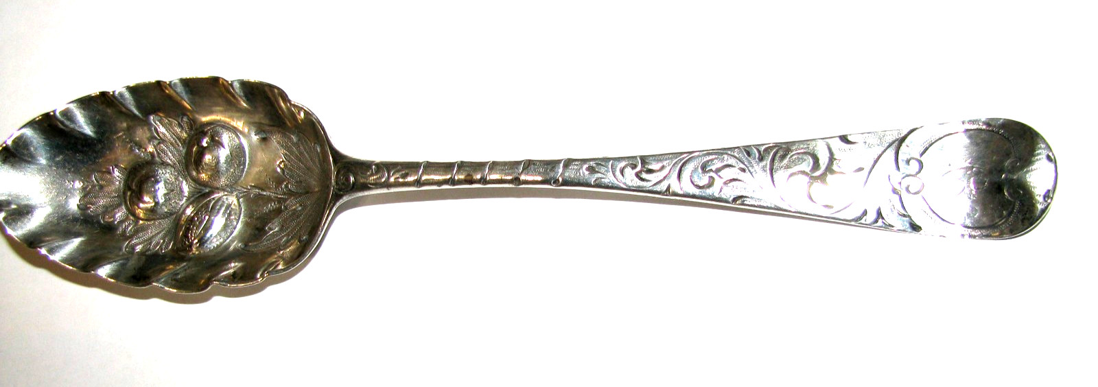 Antique British Sterling Silver Berry Spoon-Circa 1756-1770-Repousse – Mono
