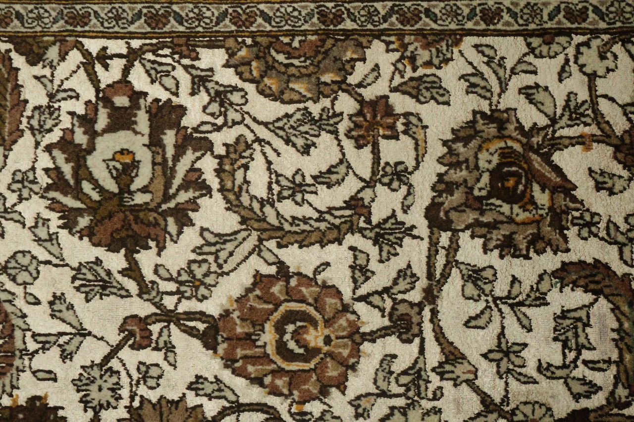 Silk & Wool Vintage Antique 4×7 All-Over Traditional Area Rug Beige & Brown