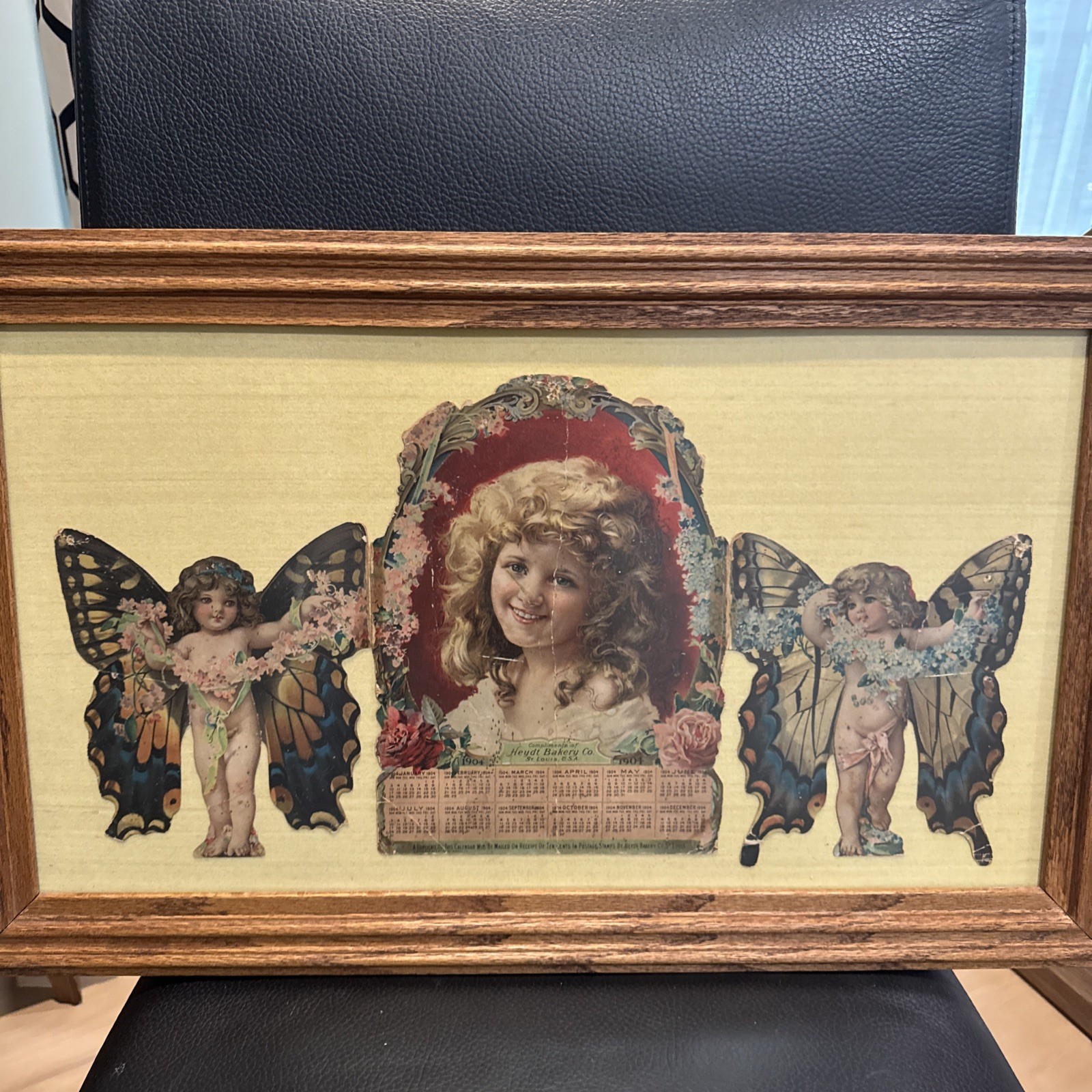Antique Framed Calendar Circa 1904 Heydt Bakery Co. St.Louis, MO