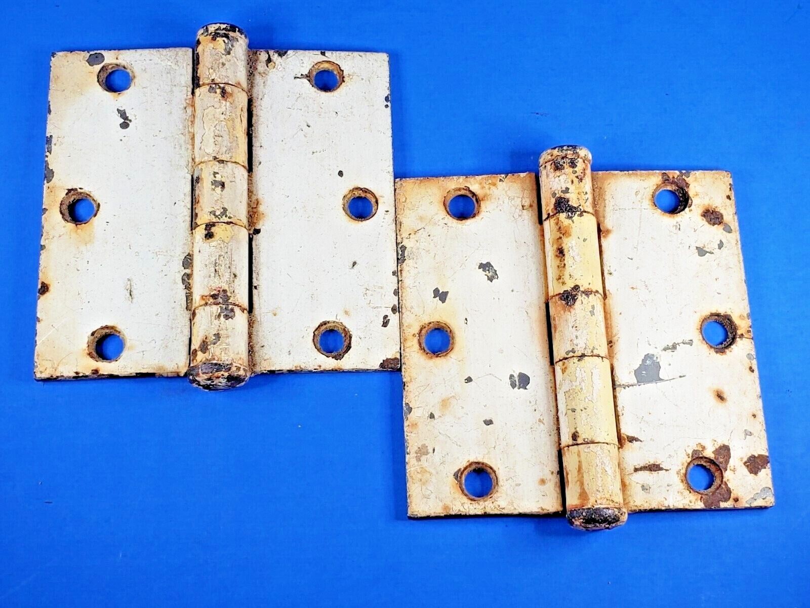 House Parts Butt Hinges Cast Iron Old Door 3 1/2″ x 3 1/2″ Painted Vintage