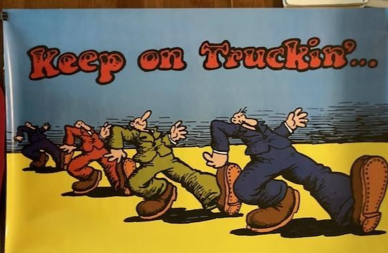 Keep On Truckin Graphic Art Poster from the iconic R. Crumb poster. 36×24