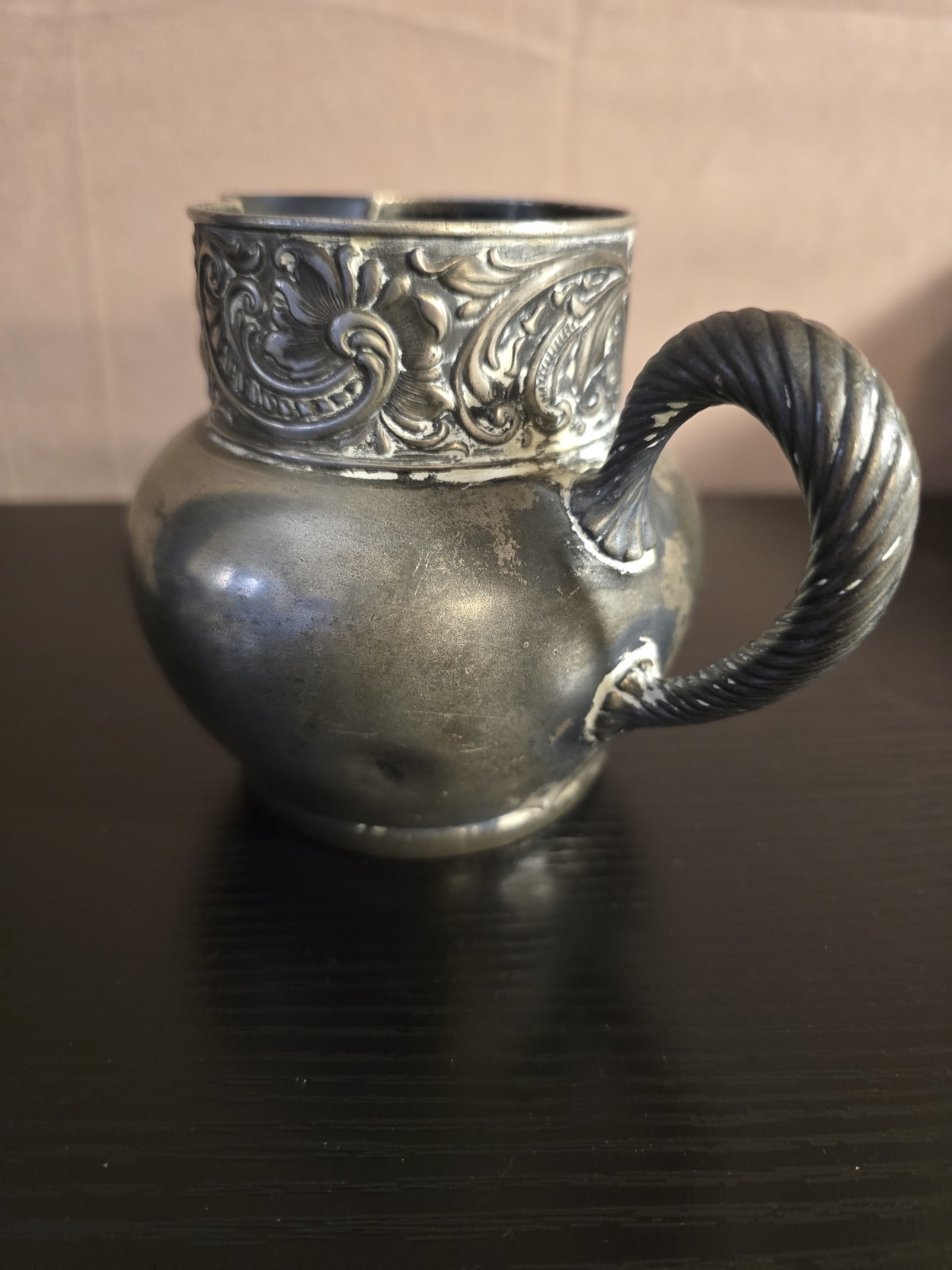 ANTIQUE ROGERS SMITH & CO SILVER PLATED VICTORIAN REPOUSSE CREAMER PITCHER