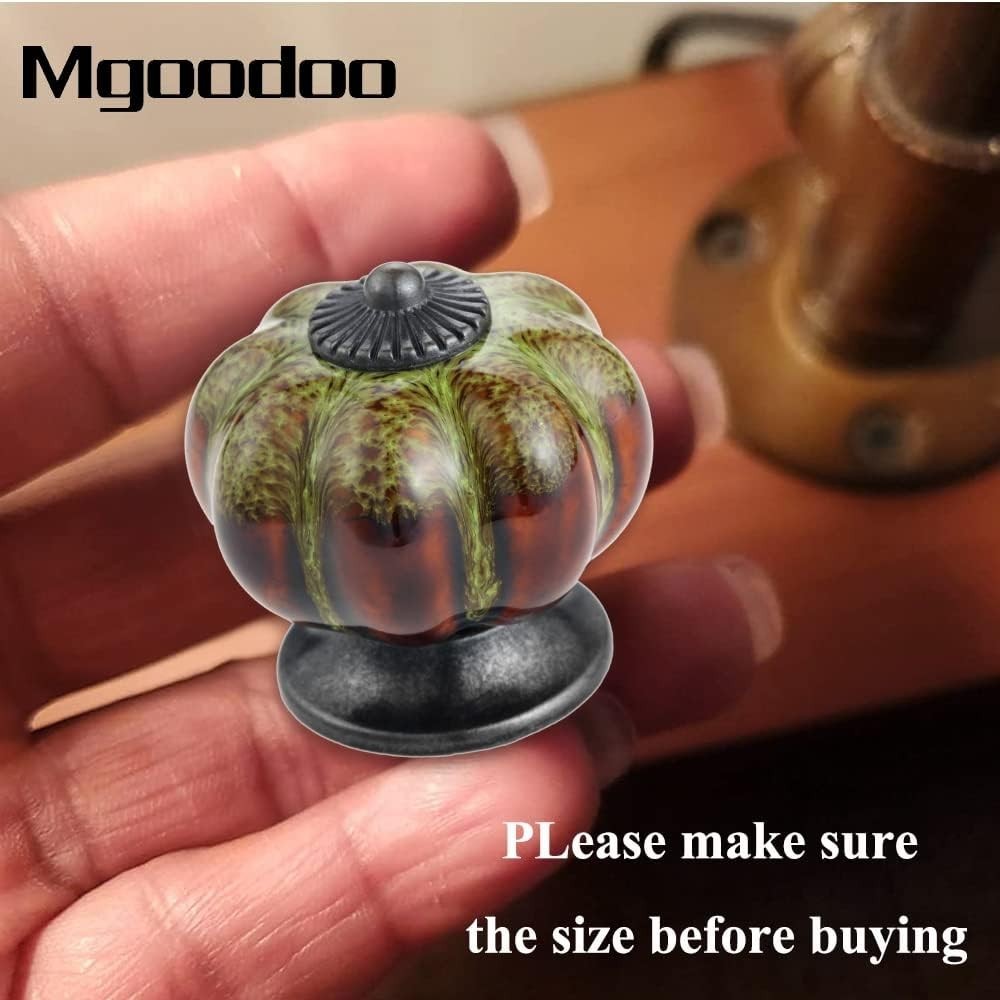 Handmade Green Ceramic Drawer Knobs – Rustic Pumpkin-Shaped Cabinet Hardware