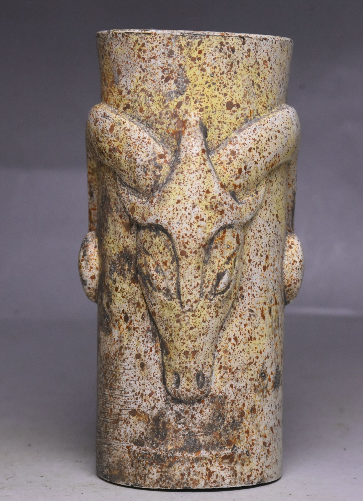 9CM Chinese Liangzhu Culture Old Jade Carved Fengshui Deer Head YuCong YuZong