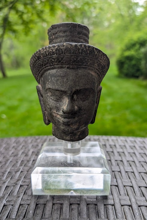 Ancient Antique Vishnu Statue – Antique Koh Ker Style BRONZE Khmer Vishnu Head