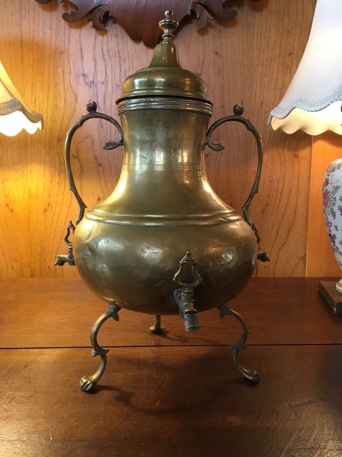 Antique 18th Century Dutch Brass Samovar Coffee Tea Hot Water Urn 16″ x 14″