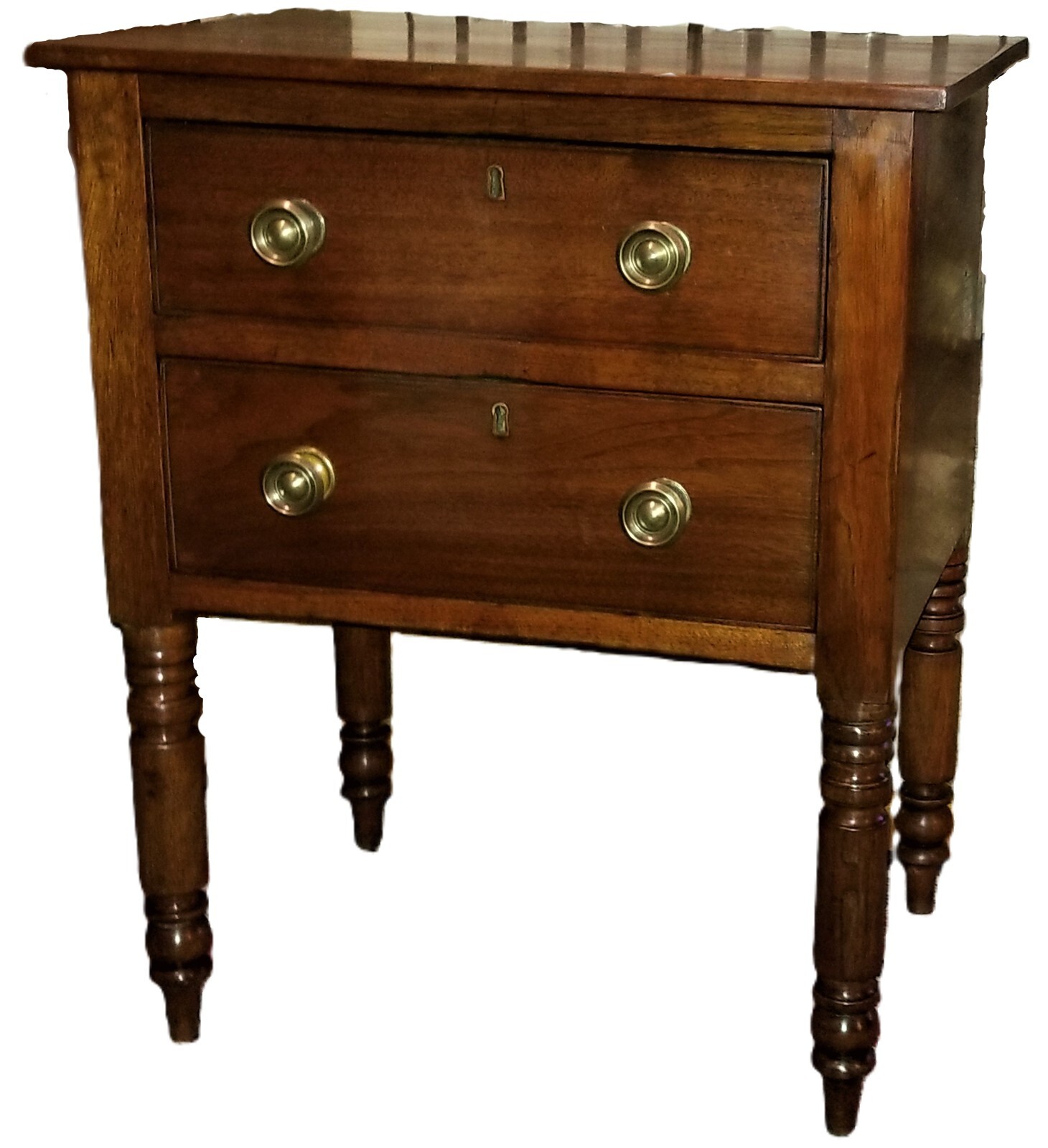 Work Stand, 2 Drawer, Nightstand, Mobile, Alabama, Walnut, Yellow Pine, 1840