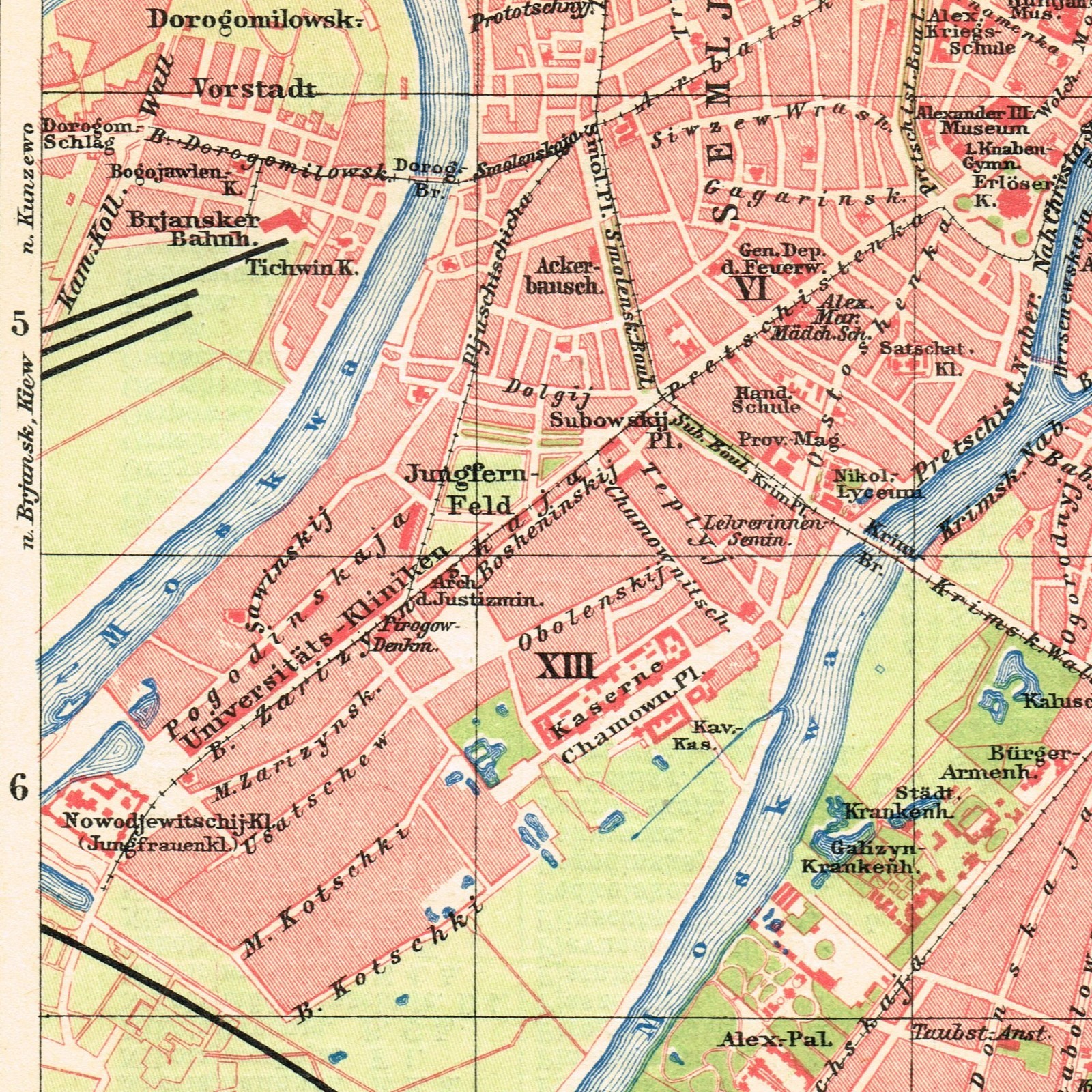 MOSCOW dated Dec. 1908 Москва Original Antique map RUSSIA Россия KREMLIN plan