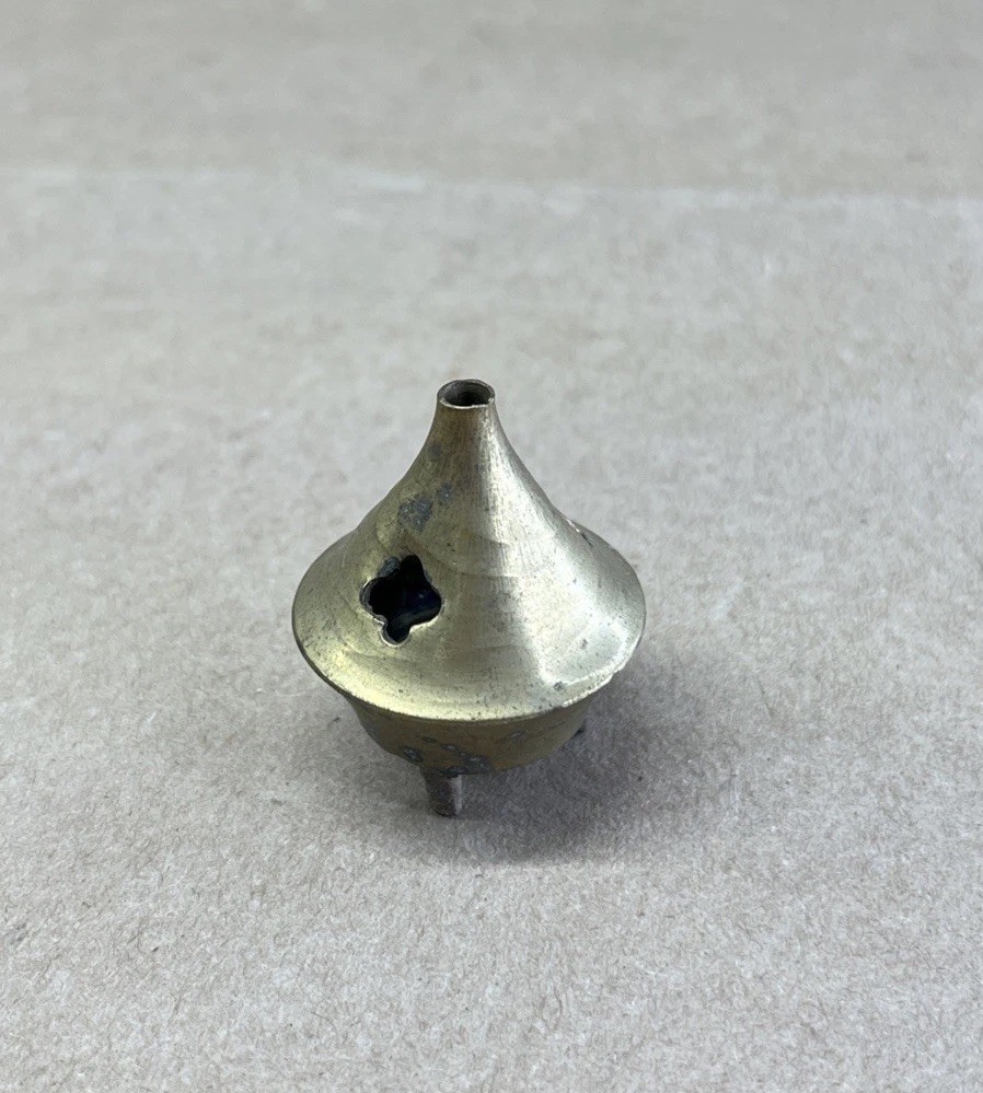Small Tiny 1.5” Brass Vintage Cone Incense Burner Cutout Star India
