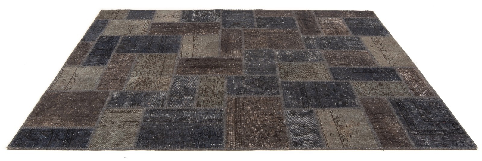 Patchwork 215×156 cm Hand Knotted Oriental Rug Vintage Carpet Blue