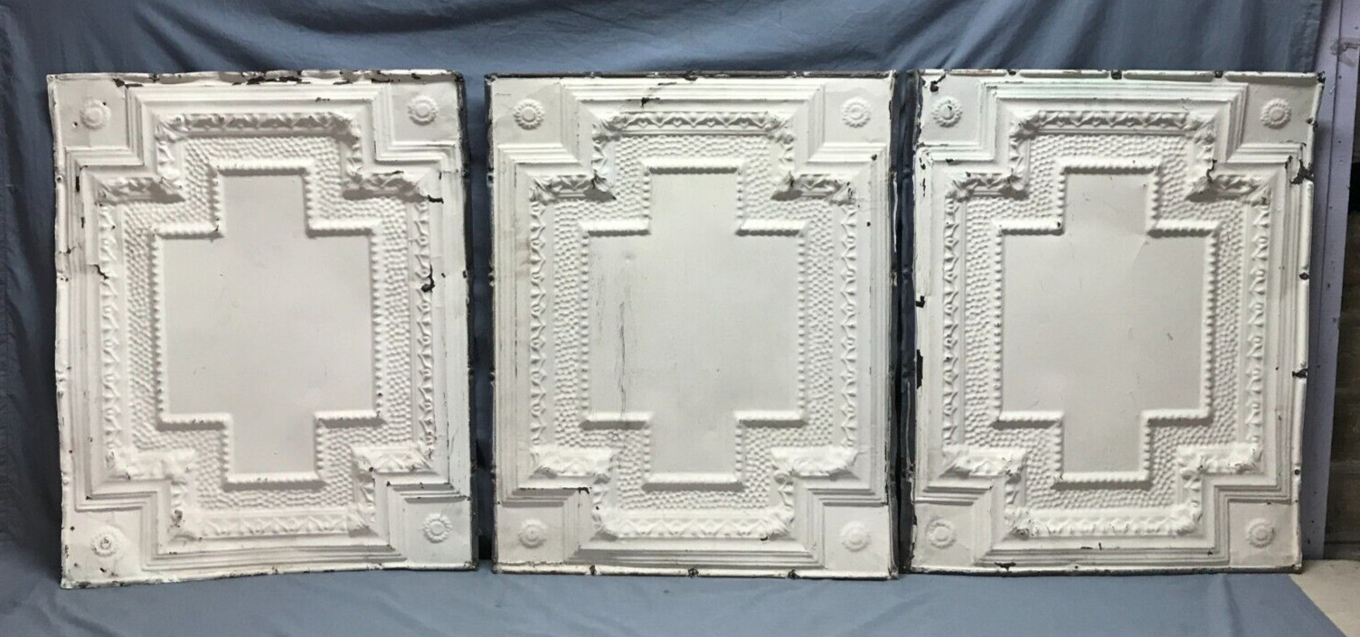 ONE Antique Embossed Cross Tin Metal Ceiling 24″x 30″ Shabby Chic Old 63-25B