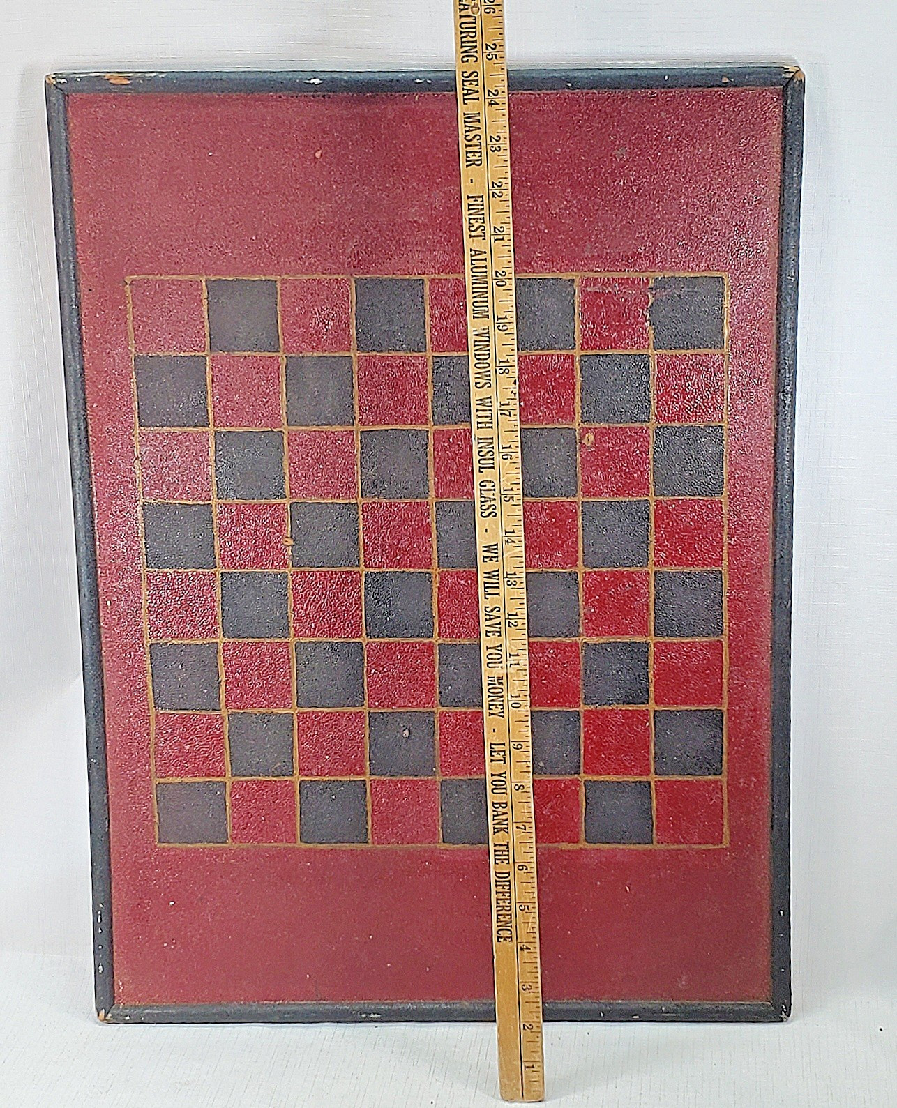 * checkerboard gameboard Red & Charcoal Black 24″ Outstanding Surface old paint
