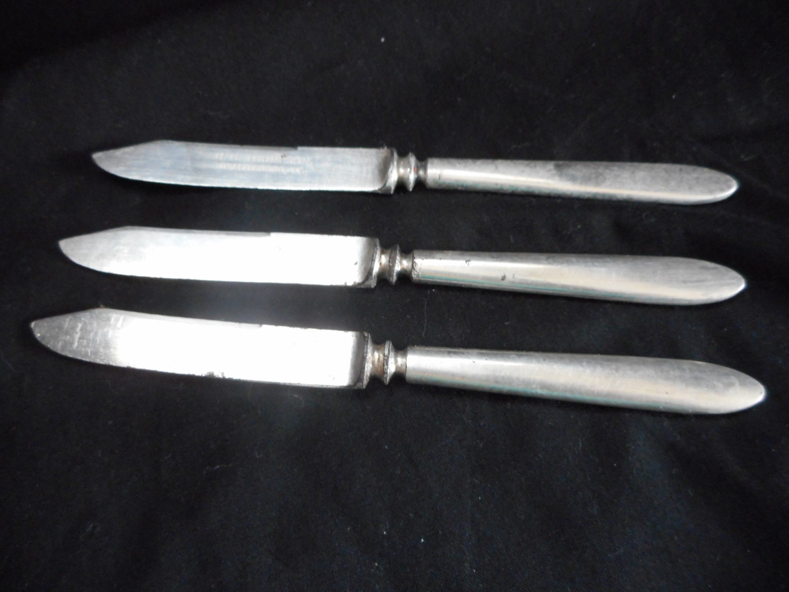 Vintage Silverplate Set 3 Butter Knives Marked H H Thompson Brattleboro Vt