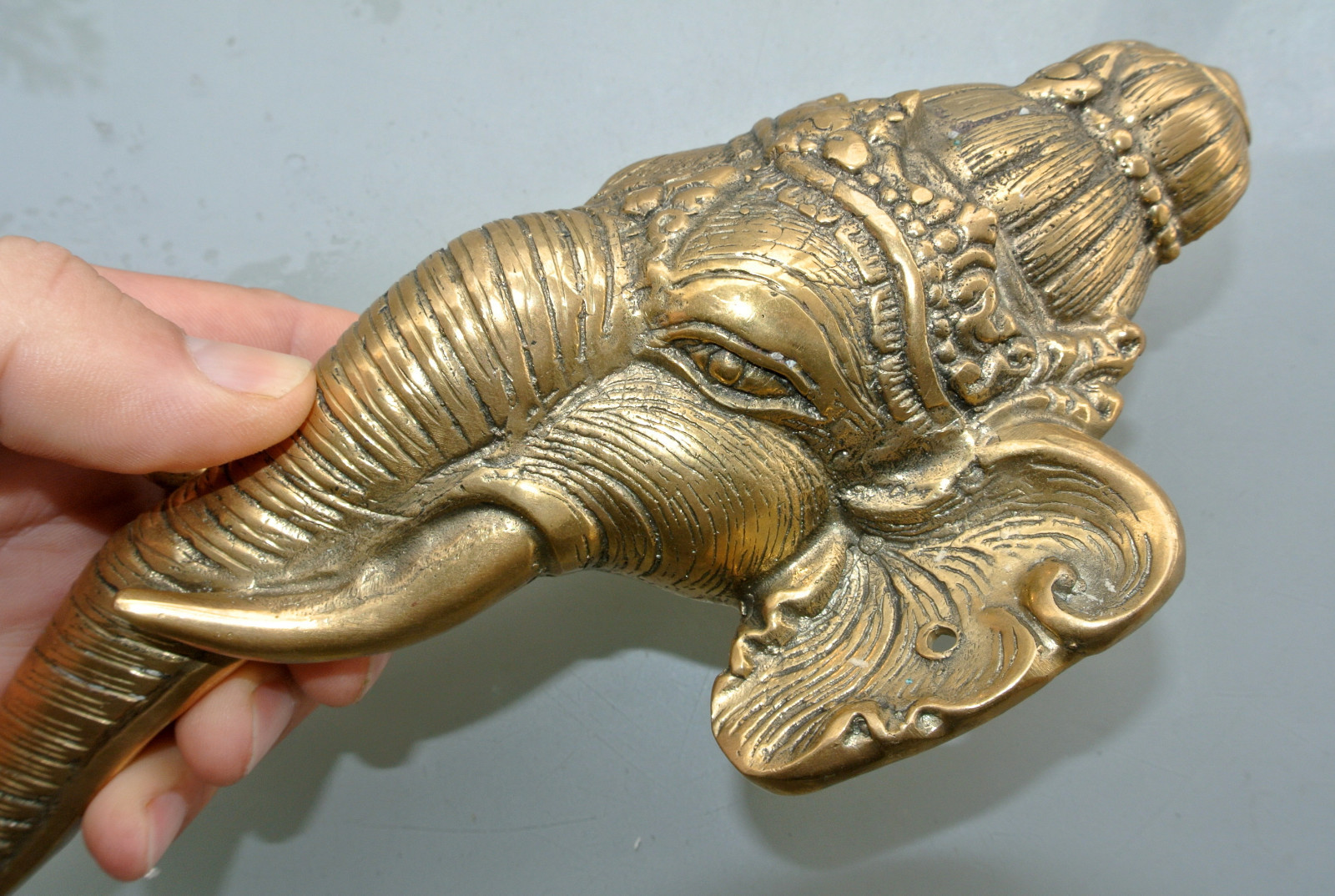 large Elephant DOOR PULL HANDLE 32 cm long solid natural BRASS trunk door 13″