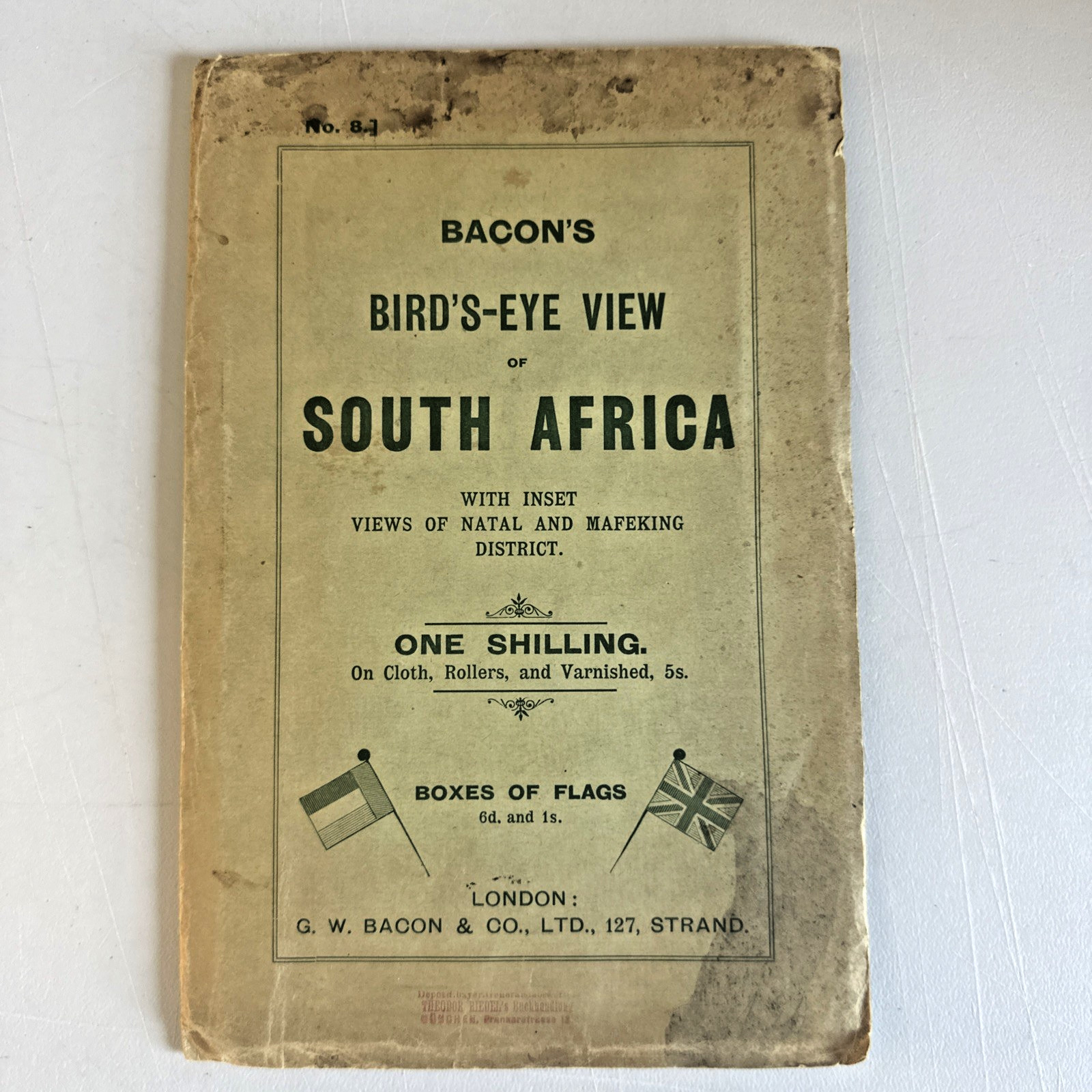 Antique Bacon’s Bird’s-Eye View of South Africa Map #8 Boer History & Glossary