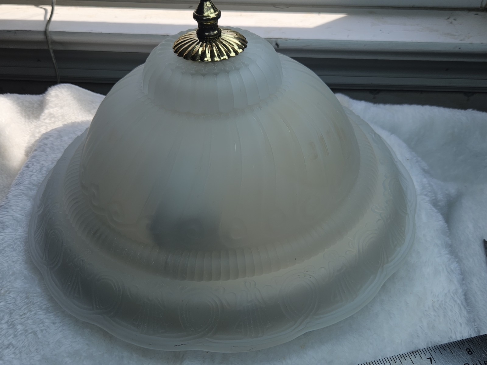 Vintage 10″ Art Noveau Elegant Complete Inc Fixture Ceiling Light Frosted Shade