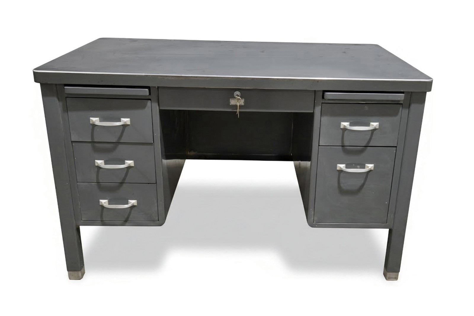 Vintage The General Fireproofing Company Metal Tanker Desk Steelcase Mid Century
