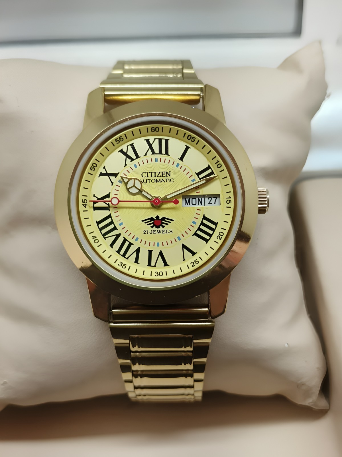 Vintage Citizen Automatic 21 Jewels Men’s Wristwatch Yellow Dial Day-Date