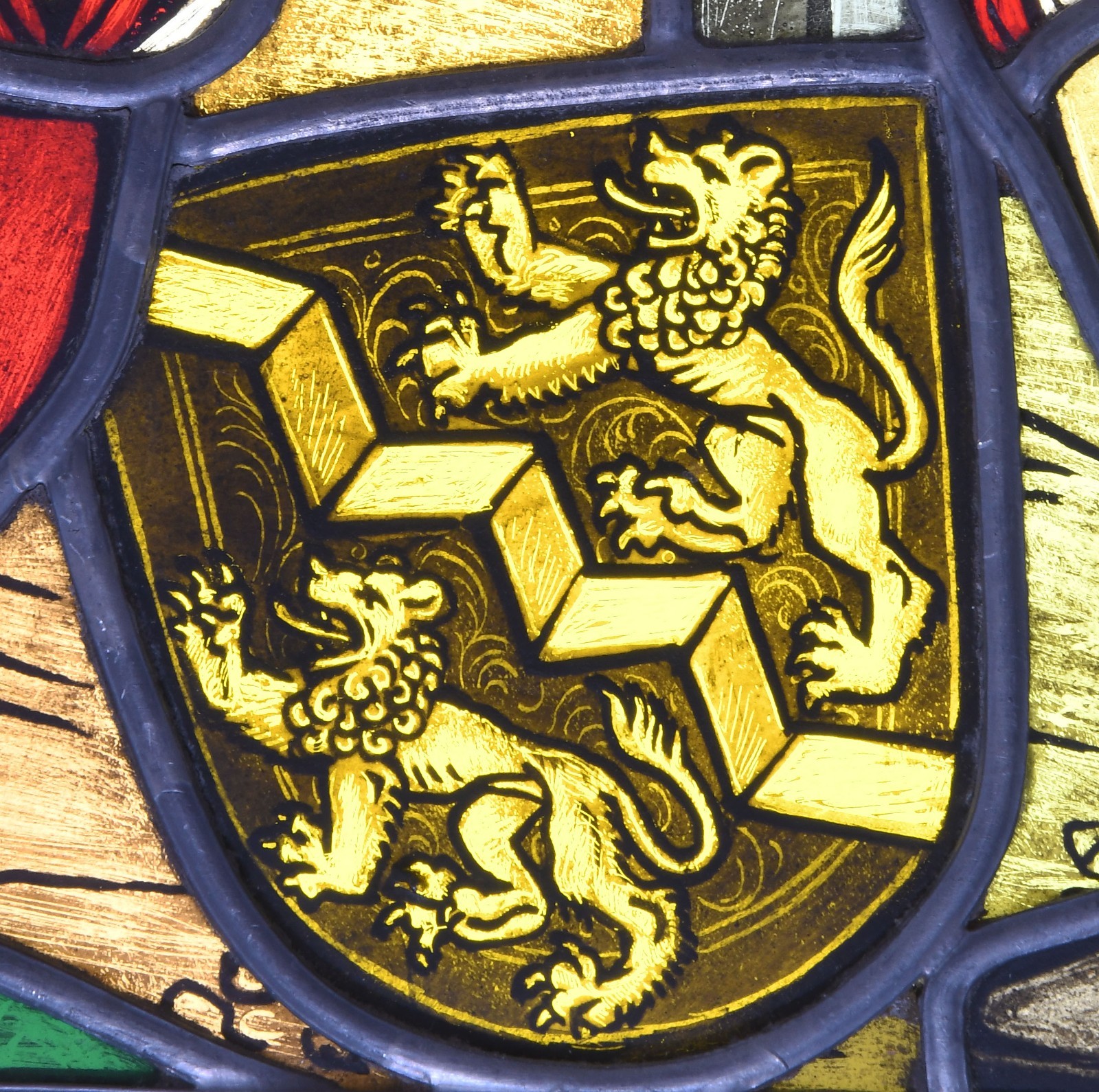 20th CENTURY SWISS STAINED GLASS PANEL CHRISTMAS 1943