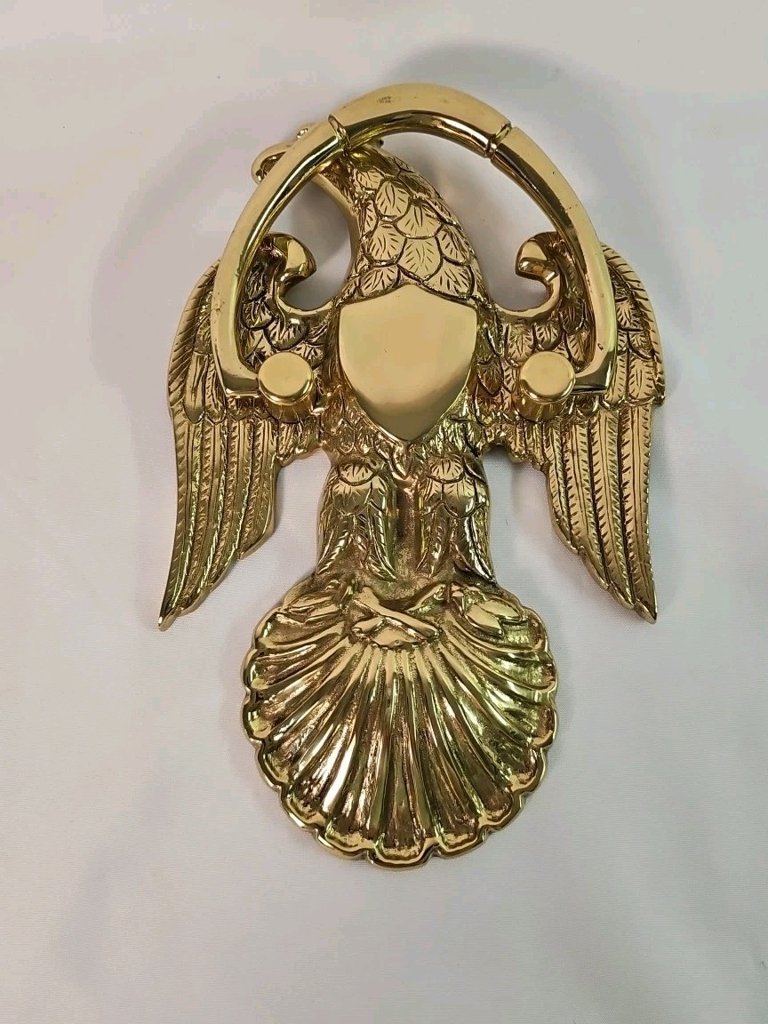 VTG Harvin American Eagle Design Heavy Cast Brass Door Knocker Size 8.5 X 5.5