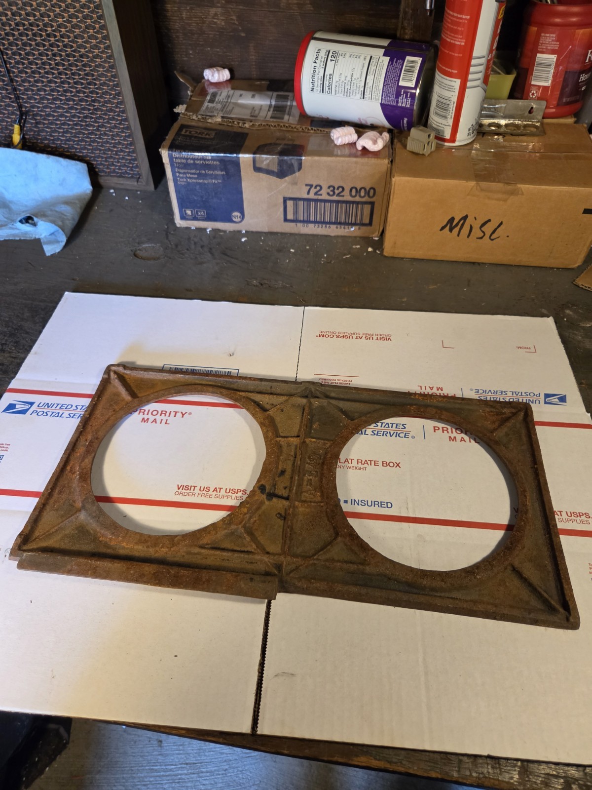 Vintage Cast Iron Wood Cook Stove Burner Plate Holder Tray Separator