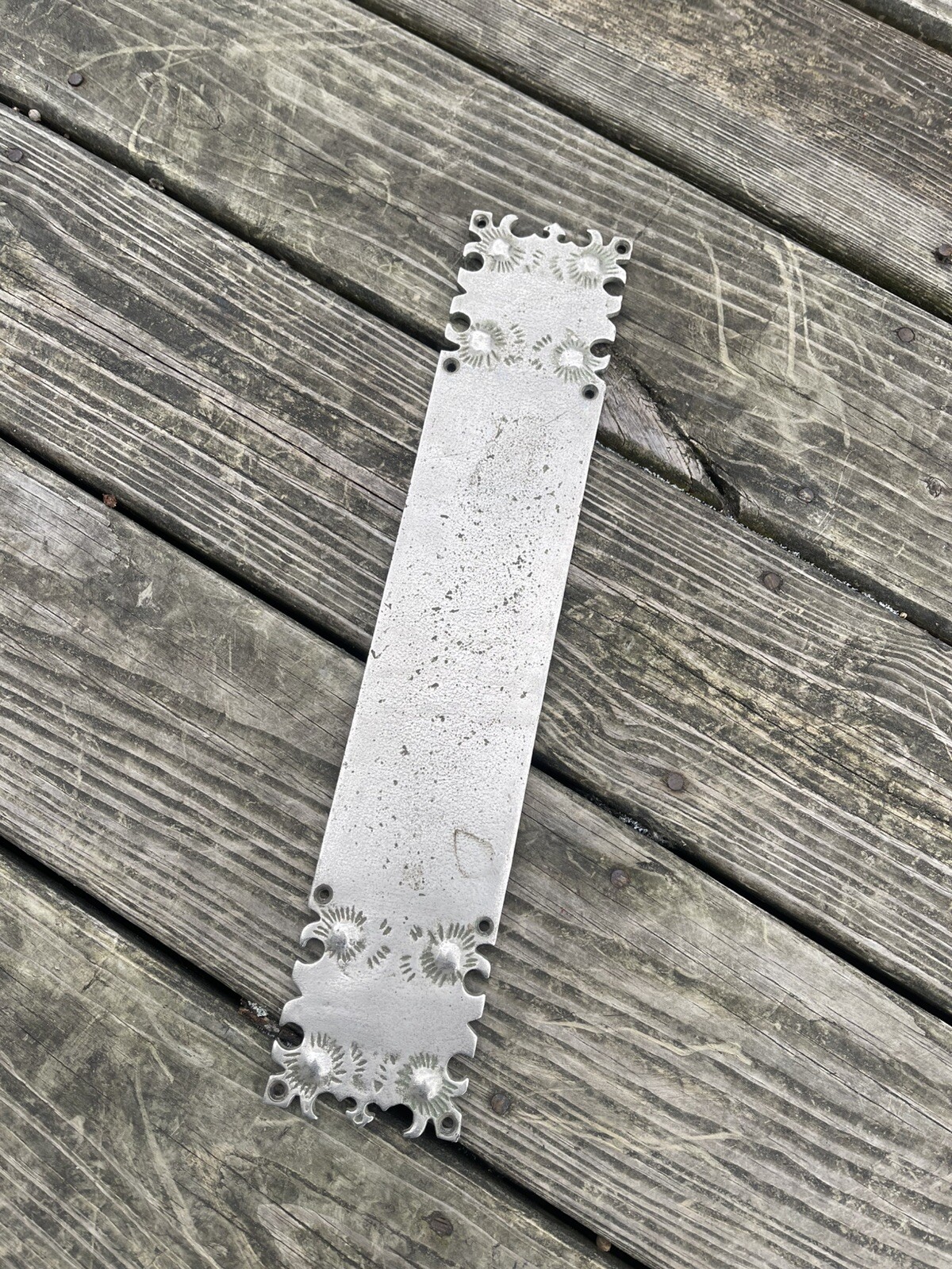 Original Antique Nickel Over Brass Door Push Plate