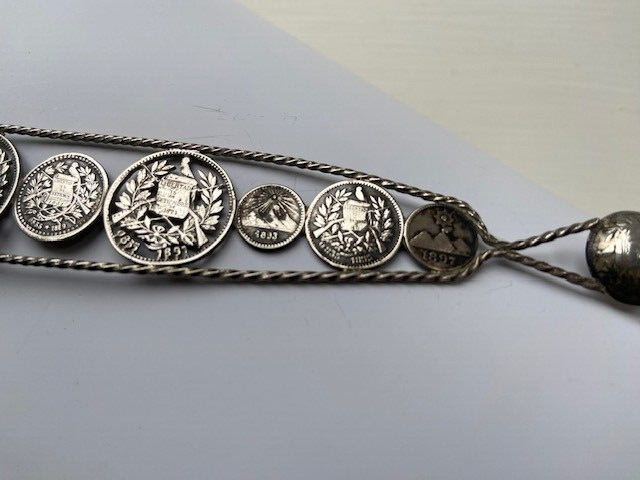 15 SILVER Guatemala 19th Century COINS SUGAR NIPS RARE GUATEMALON TONGS Filigree